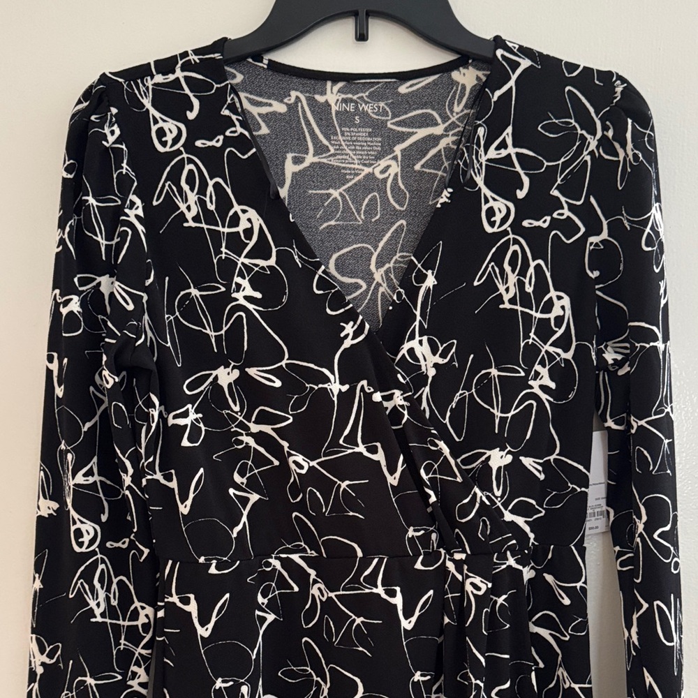 Nine West Black and White Abstract Dress